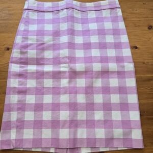 J. Crew Pink and White Gingham Pencil Skirt